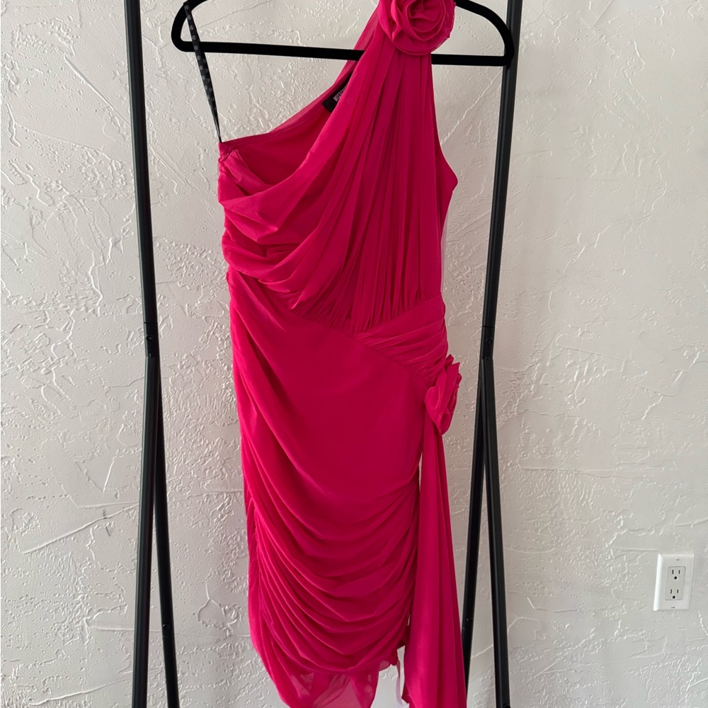 Missguided+ One-Shoulder Fuchsia Dress